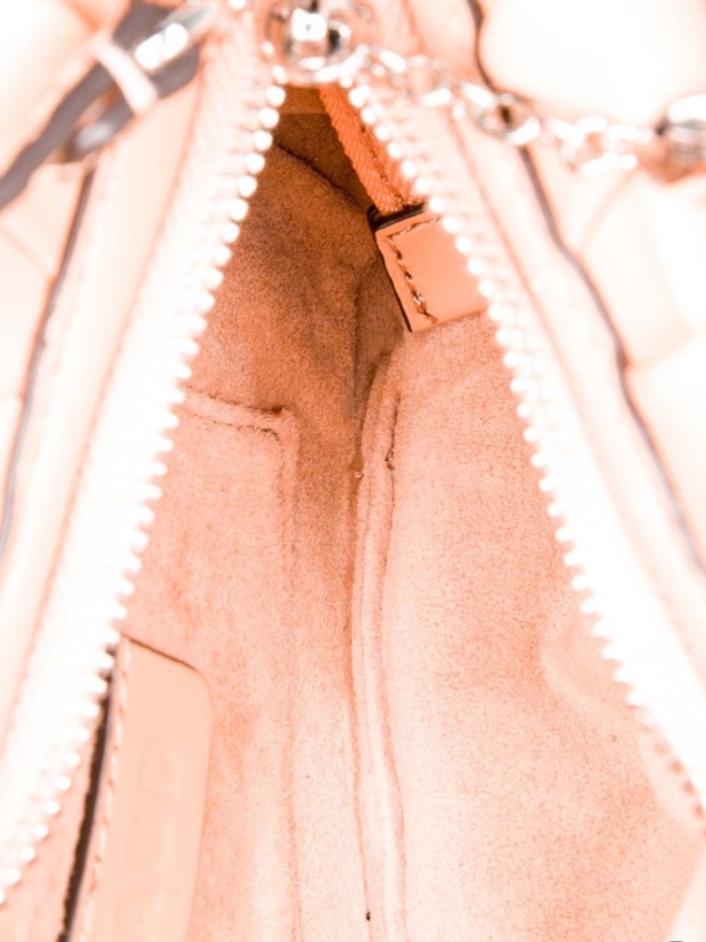 STAUD Peach-Orange Ruched Leather Wristlet / Shoulder / Clutch with Dust Bag - Picture 8 of 8